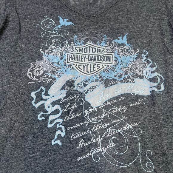 Y2K Harley Davidson Buffalo New York Dark Grey Long Sleeve Top Tshirt - Size XL - Picture 2 of 7